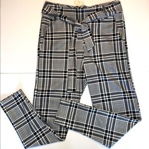 A La Tzarina Plaid  Pants, Straight Leg, Medium, New With Tags, Matching Belt